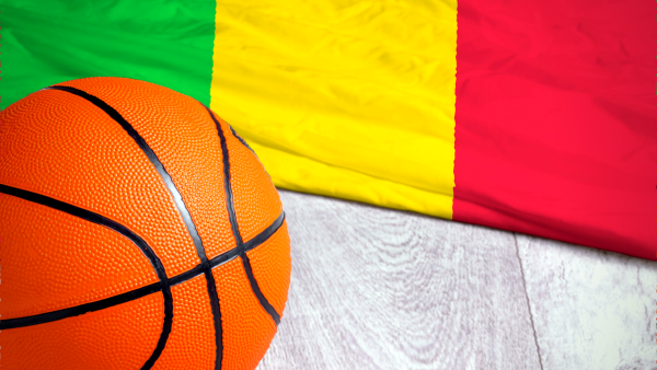 Orange basketball and Malian flag