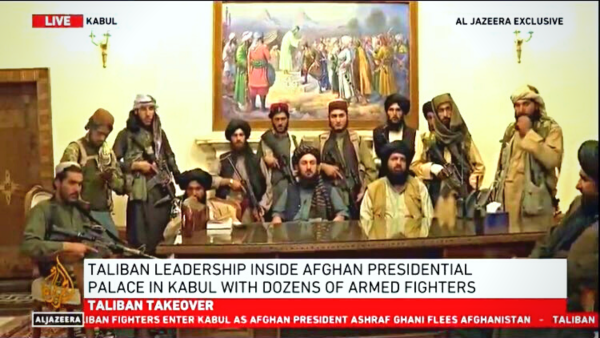 Taliban leaders in the presidential palace 