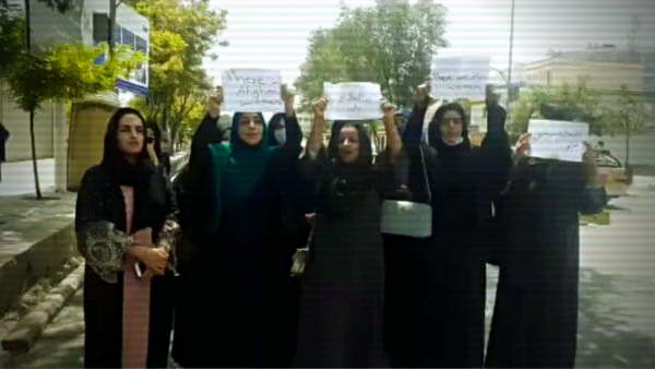 Women protesting in Kabul after the Taliban takeover.