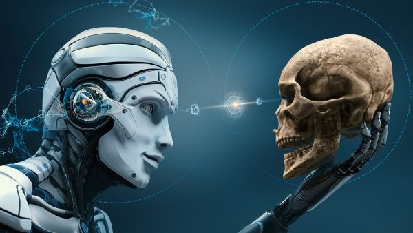 Robot with Artificial Intelligence observing human skull in Evolved Cybernetic organism world. 3d rendered image “It’s feasible and essential to draw the line now on problematic emerging technologies by negotiating a new international treaty to retain meaningful human control over the use of force,” Docherty said. “There should be no more delays.”