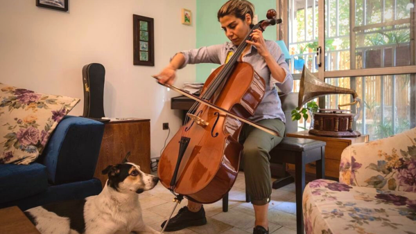 Iranian women with her dog in Tehran