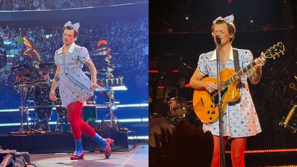 He teamed it up with a chequered bow tie