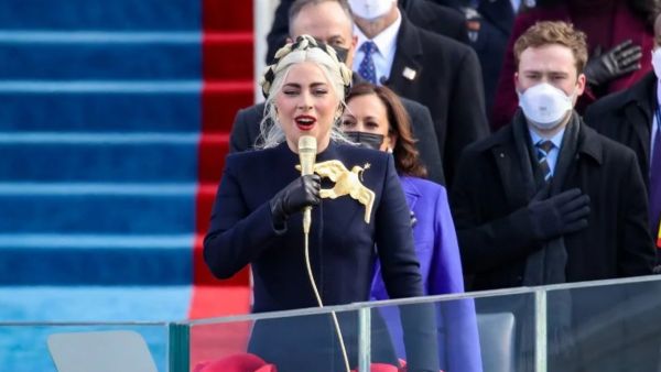 Her hair was styled into crown-like braids 