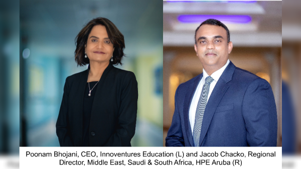 Poonam Bhojani, CEO, Innoventures Education (L) and Jacob Chacko, Regional Director - Middle East, Saudi & South Africa at HPE Aruba (R). Innoventures Education Students Benefit from a Fully Integrated Digital Environment