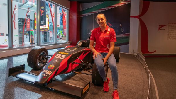 First Female Member of the Ferrari Driver Academy Maya Weug Visits Ferrari World Abu Dhabi