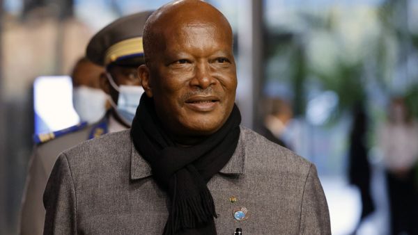 Burkina Faso's President Roch Marc Christian Kabore arrives for the opening ceremony of the "Paris Peace Forum" at The Grande Halle de la Villette in Paris on November 11, 2021. (Photo by Ludovic MARIN / AFP) Burkina Faso's President Roch Marc Christian Kabore