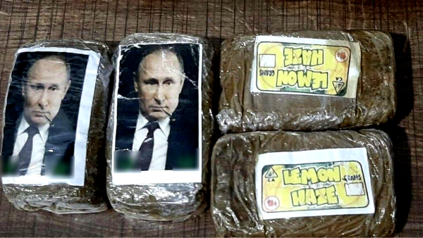 Vladimir Putin's face on drugs in Libya