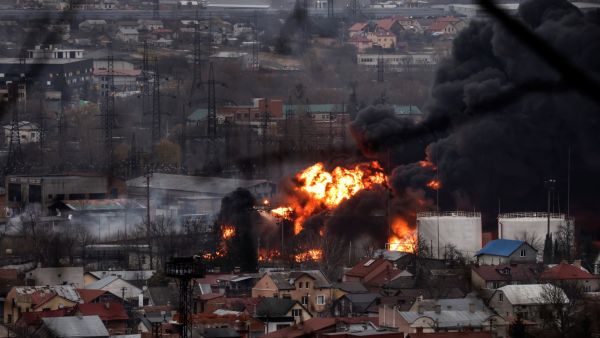 Russian missiles hit fuel tank in Lviv, Ukraine