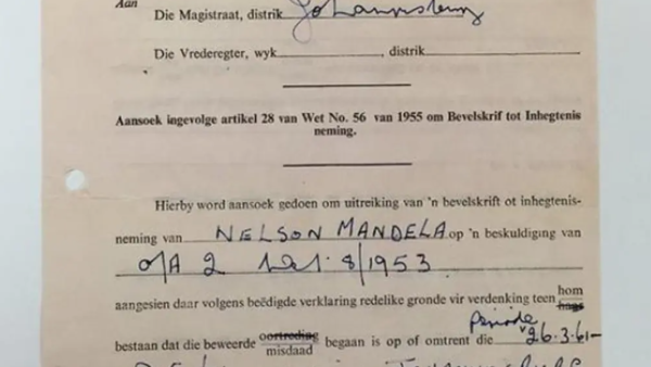 Mandela’s 1961 Arrest-Warrant NFT Raises $130,000 in Auction