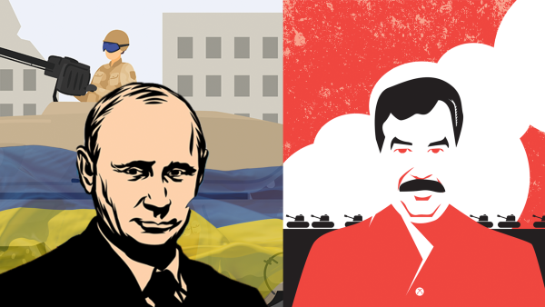 Vladimir Putin and Saddam Hussein