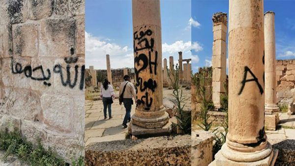 تخريب متعمد لآثار جرش في الأردن