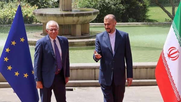 Josep Borrell (L) Hossein Amirabdollahian