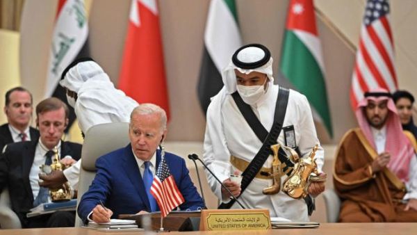 Biden offered the traditional Arabic coffee 