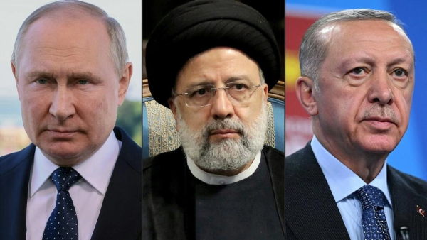 (From L) Putin, Raisi, Erdogan 