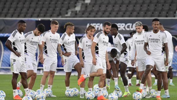 ريال مدريد يستعد لمواجهة فرانكفورت اليوم (المصدر: أ ف ب)