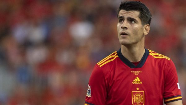 Spain's forward Alvaro Morata looks on during the UEFA Nations League, league A group 2 football match between Spain and Czech Republic at at La Rosaleda stadium in Malaga on June 12, 2022. (Photo by JORGE GUERRERO / AFP)