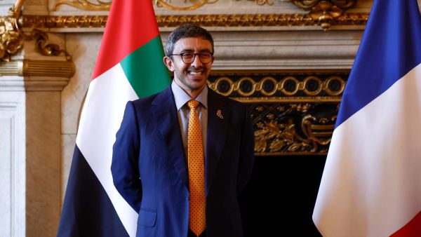 UAE Foreign Minister Sheikh Abdullah bin Zayed bin Sultan al-Nahyan looks on during an agreements signing ceremony with French Foreign and European Affairs Minister in Paris, on July 18, 2022. (Photo by BENOIT TESSIER / POOL / AFP) Sheikh Abdullah bin Zayed