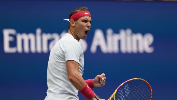 Spain's Rafael Nadal reacts during his 2022 US Open Tennis tournament men's singles Round of 16 match against USA's Frances Tiafoe at the USTA Billie Jean King National Tennis Center in New York, on September 5, 2022. (Photo by ANGELA WEISS / AFP)