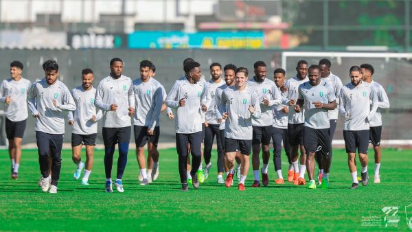 من تدريبات الأهلي الاستعدادية للقاء (المصدر: ALAHLI_FC@)