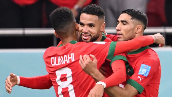 النصيري يقود المغرب للتقدم على البرتغال مع نهاية الشوط الأول (المصدر: أ ف ب)