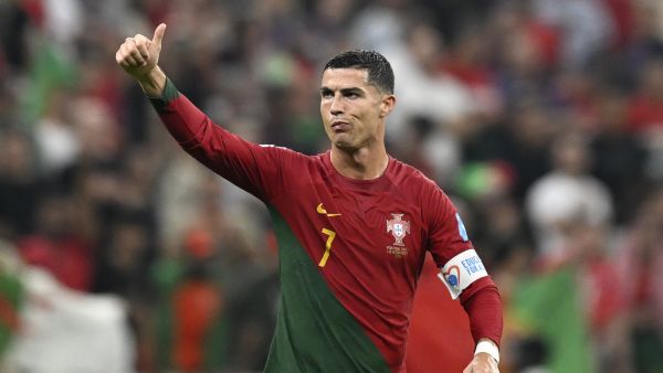 Portugal's forward #07 Cristiano Ronaldo gives a thumbs-up after his team won the Qatar 2022 World Cup round of 16 football match between Portugal and Switzerland at Lusail Stadium in Lusail, north of Doha on December 6, 2022. (Photo by PATRICIA DE MELO MOREIRA / AFP)