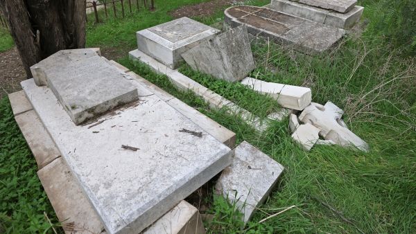 Vandalised Christian graves in Jerusalem 