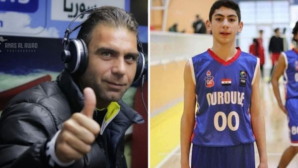 اللاعب السوري السابق نادر جوخدار وابنه تاج