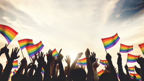 Rainbow flag waved, Shutterstock