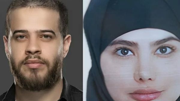 الفنان المعتزل أدهم النابلسي وإنجي خوري وهي ترتدي الحجاب