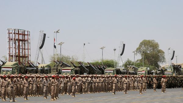 Houthi militants military parade