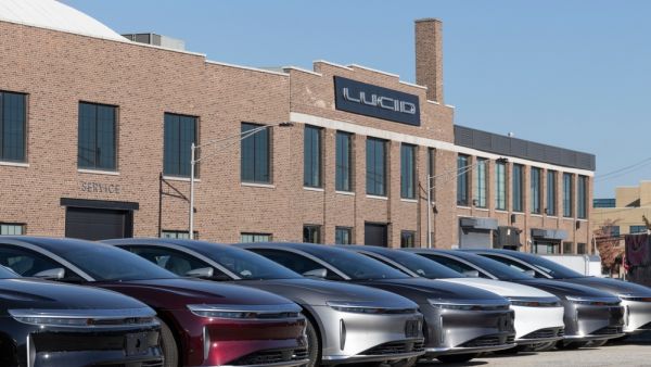 Lucid air touring sedan display at the service center, Chicago, 2022. Shutterstock Lucid motors