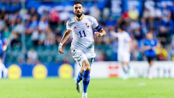 Belgium's midfielder Yannick Ferreira-Carrasco runs with the ball during the UEFA Euro 2024 group F qualification football match between Estonia and Belgium in Tallinn on June 20, 2023. (Photo by Raul MEE / AFP)