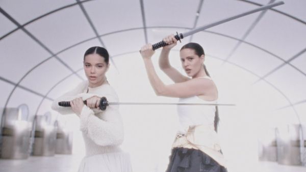 Björk and Rosalía in “Oral,” directed by Carlota Guerrero. (YouTube)
