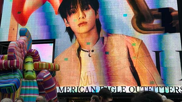 Fans speculate that BTS's Jungkook may perform at the newly built 'TSX Stage' in Times Square. (Twitter)