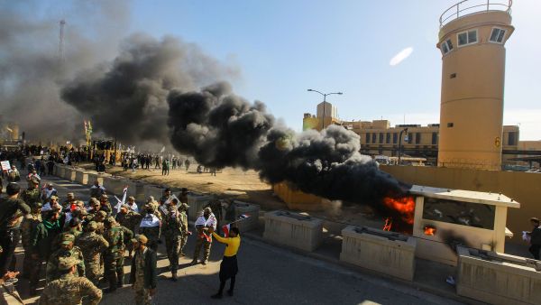About 7 mortar rounds landed in US embassy compound in Baghdad, minor damage but , no casualties reported. (Ameer Al Mohmmedaw/ Getty/ AFP)