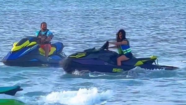 Drake and Camila Cabello canoodle and ride jet skis together at Turks & Caicos hotspot Noah's Ark Beach Club. (X)