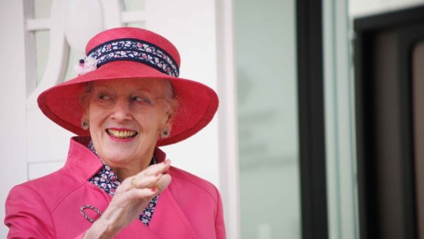 Denmark 08-25-23 Queen Margrethe II at the opening of the danish newspaper cartoonist museum at Den Gamle By, Aarhus.
