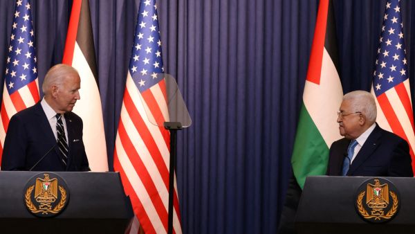  US President Joe Biden and Palestinian president Mahmud Abbas 