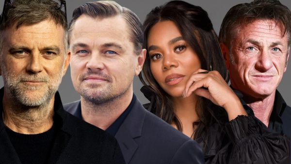From left to right: Paul Thomas Anderson, Leonardo DiCaprio, Regina Hall and Sean Penn (Derek Blanks/Getty)