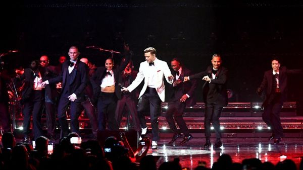 Justin Timberlake performs onstage during the Fontainebleau Las Vegas Star-Studded Grand Opening Celebration on December 13, 2023 in Las Vegas, Nevada. (Bryan Steffy/AFP)