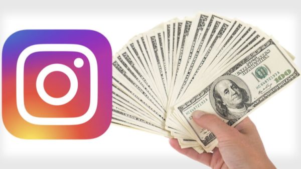 أموال مع شعار تطبيق الإنستغرام