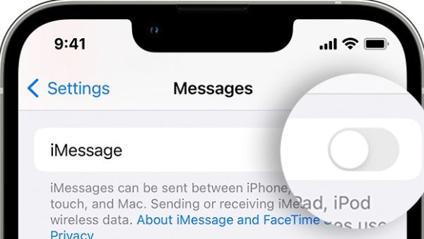 واجهة إعدادات iMessage لشركة آبل