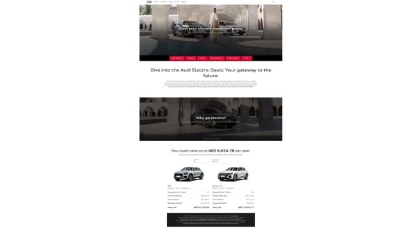 Audi EV hub portal. Powering Progress: Audi Accelerates the Road to E-Mobility in the Middle East with the Launch of Audi EV Information portal