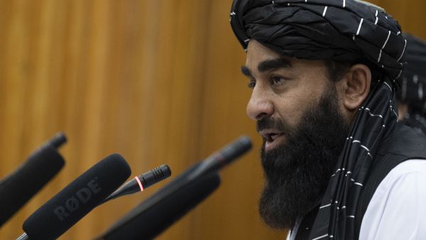 Taliban spokesman Zabihullah Mujahid speaks during a press conference in Kabul on June 30, 2022. (Photo by Wakil KOHSAR / AFP) Zabihullah Mujahid