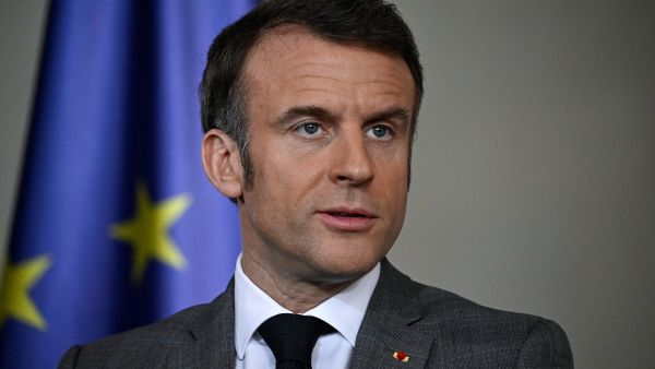 French President Emmanuel Macron addresses a press conference at the Chancellery in Berlin on March 15, 2024. The three heads of state came together for a meeting of the so-called Weimar Triangle for urgent consultations on further European military backing for Kyiv. (Photo by Tobias SCHWARZ / AFP)  Macron could lose power due to the Ukraine war!