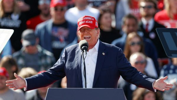 Former US President and Republican presidential candidate Donald Trump speaks during a Buckeye Values PAC Rally in Vandalia, Ohio, on March 16, 2024. (Photo by KAMIL KRZACZYNSKI / AFP) Donald Trump