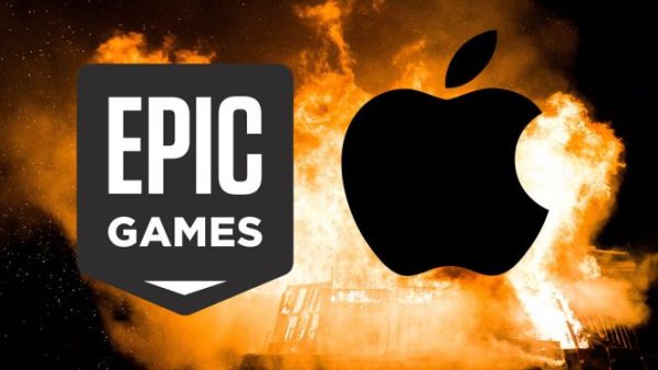 شعار آبل مع شعار  Epic Games 