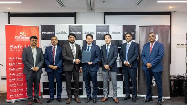 Right to left: PEWMEA, Sudesh Unni - Director – Head of Sales, Anil Roshan Castelino - Deputy Managing Director – Finance & Admin, Ikuyoshi Fukui - Director - Head of Wide-Area Marketing & Sales, Eiji Ito - Managing Director SAFE LINE ELECTRICAL & MECHANICAL L.L.C, Dr. Aboobackar K (h.c) - Managing Director, Shailendra Kumar - General Manager, Antony Janson Dcunha - Assistant Manager Panasonic Expands Their Distribution Network By Adding Safe Line Electrical & Mechanical LLC To Propel Electrical Construction Material Business In UAE