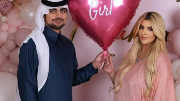 الشيخة مهرة مع زوجها الشيخ مانع