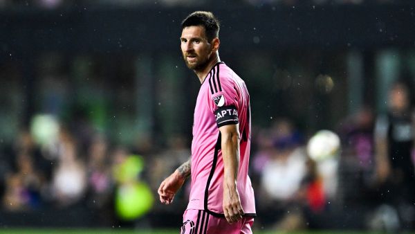 Inter Miami's Argentine forward #10 Lionel Messi looks on during the Major League Soccer (MLS) football match between Inter Miami CF and Atlanta United FC at Chase Stadium in Fort Lauderdale, Florida, on May 29, 2024. (Photo by CHANDAN KHANNA / AFP)